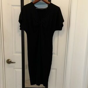 Bobeau Elegant Black stretchy Midi Dress rayon knit blend midweight VGC